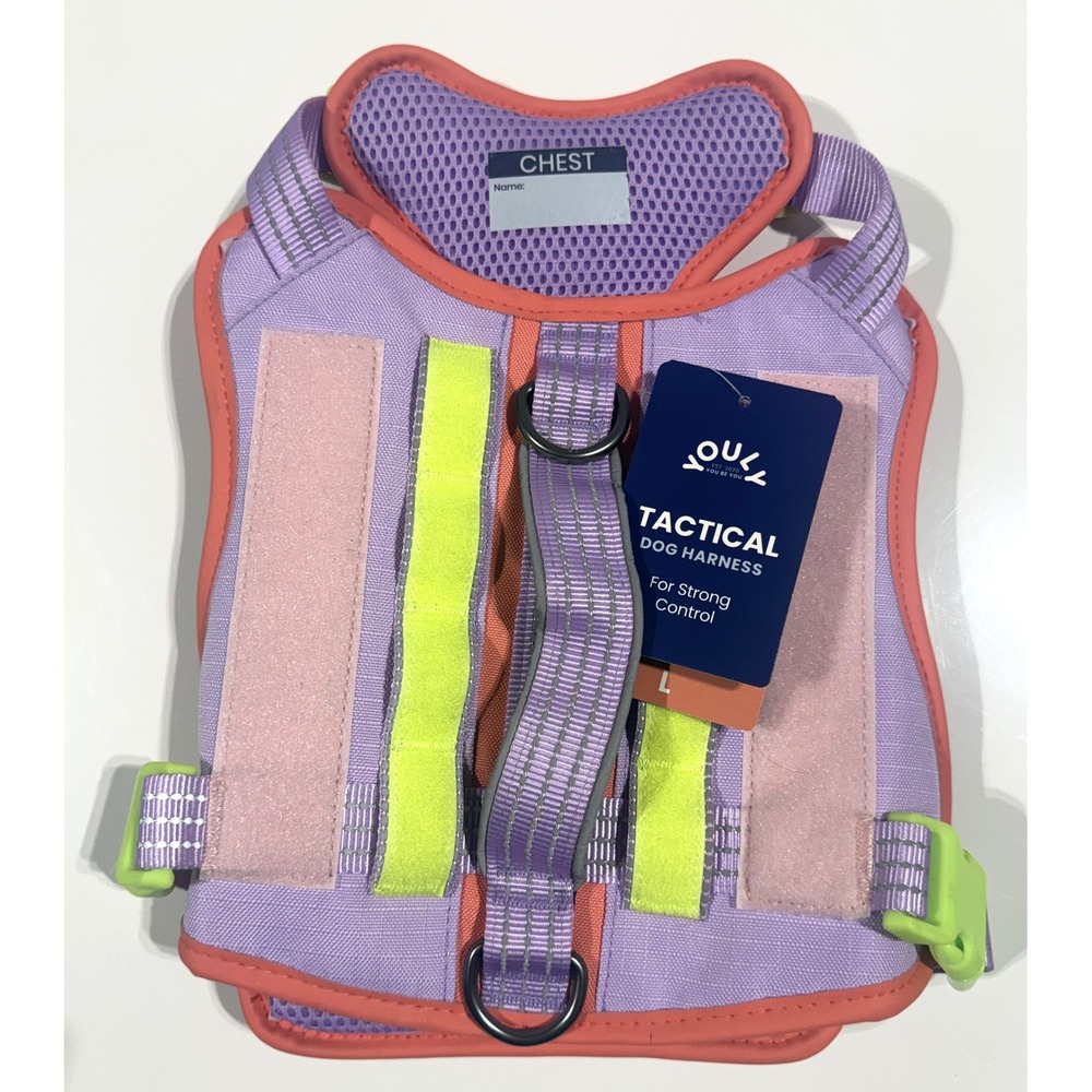 Youly Tactical Dog Harness Purple Reflective Front Lead Control - Large NWT NEW
